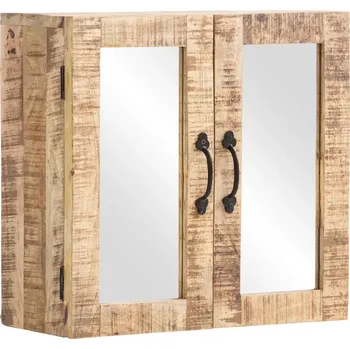 Koupelnový nábytek Masivní zrcadlová skříňka Caribou z mangového dřeva, lakovaná, hnědá – 52×23×50 cm