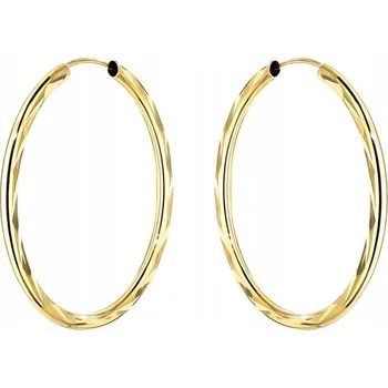 Náušnice ZLATÉ Dámské NÁUŠNICE ryzost 585 Diamantované Kruhy 25mm 14k