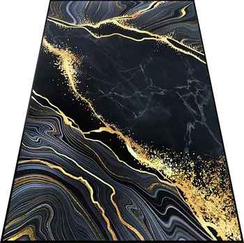 Koberec KOBEREC DO KUCHYNĚ 80x160 DO OBÝVÁKU MODERNÍ ČERNÝ ZLATÝ VELKÝ BĚHOUN ROHOŽKA