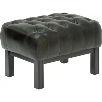 Taburet Masivní taburet Chesterfield Kingsfield z pravé kůže, zelený – 61×46×43 cm