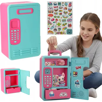 Pokladnička POKLADNIČKA SEJF TAJNÁ SKŘÍŇKA NA HESLO PRO DÍVKU + NÁLEPKY COIL