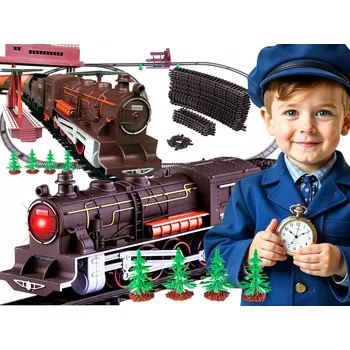 Vláček a vláčkodráha ELEKTRICKÁ VLÁČKODRÁHA VLAK VLÁČEK VAGÓNY KOLEJE NÁDRAŽÍ RETRO VELKÁ