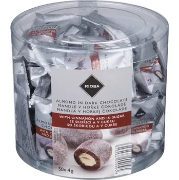 Cukrovinka CZ distribuce RIOBA Mandle v hořké čokoládě se skořicí 50 x 4 g