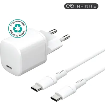 eSTUFF INFINITE Charger Kit PD 20W EU Plug Charger with 1,5m USB-C to USB-C Cable - White