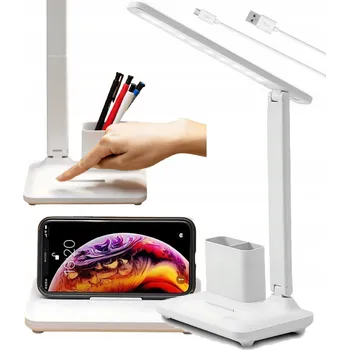 Lampička Stolní LED lampička s USB, organizérem a dotykovým ovládáním, bílá, 3 režimy