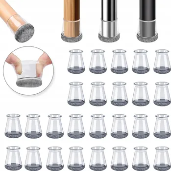 Podložka pod nábytek SILIKONOVÉ OCHRANNÉ NÁVLEKY S FILCEM NA NOHY ŽIDLÍ 13-23 mm 32 ks