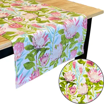 Prostěradlo Běhoun bílý, odstíny růžové, odstíny zelené 125 x 45 cm