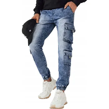 Pánské kalhoty PÁNSKÉ KALHOTY KAPSÁČE JOGGERY MODRÉ ux4229 - S