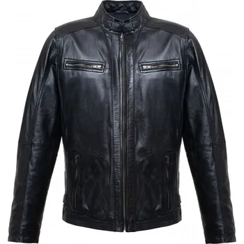 Pánská větrovka MAX Pánská kožená bunda 4073 černá