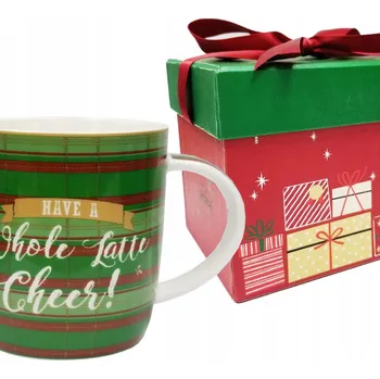 Vánoční hrnek s hrací skříňkou Zelená kostka, porcelán, krabička