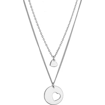 Náhrdelník Evolution Group Sada náhrdelníků stříbrných se srdíčky Máma & dcera OB35
