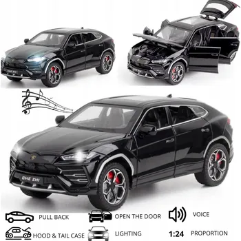 autíčko LAMBORGHINI URUS SUV KOVOVÝ MODEL AUTA 1:24 ZVUK SVĚTLO ČERNÁ