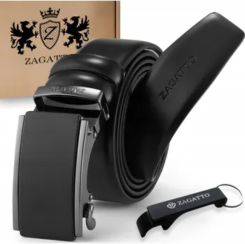 Opasek Kožený opasek pánský černý automatický široký pravá kůže ZAGATTO