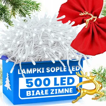 Vánoce VENKOVNÍ RAMPOUCHY 500 LED STUDENÁ BÍLÁ VÁNOČNÍ NA STROMEČEK IP44 +