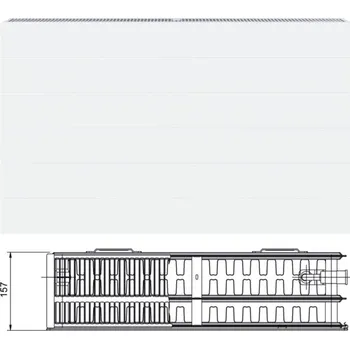 Radiátor Korado Radik LINE Ventil Kompakt 33 Radiátor deskový, VK, spodní pravý 400 x 800 mm, 1351 W (75/65/20°C), bílý, 33040080-60L0010