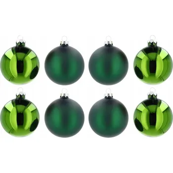 Vánoční dekorace SKLENĚNÉ ZELENÉ VÁNOČNÍ VÁNOČNÍ BAŇKY 8 ks NA STROMEČEK dárek Vánoce VELKÉ