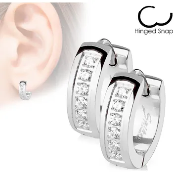 Náušnice Steel Edge Náušnice kroužky se zirkony 3305 Barva: Steel