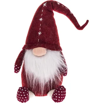 Vánoční dekorace Textilní vánoční skřítek - kluk, 40 cm, vínová