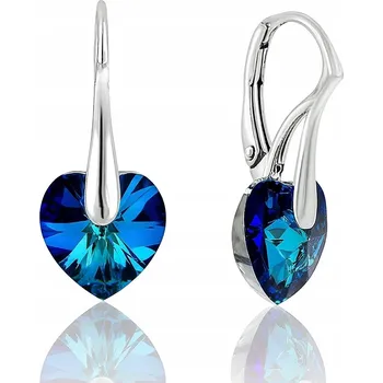 Náušnice NÁUŠNICE SWAROVSKI STŘÍBRNÉ 925 VISACÍ BERMUDA BLUE MODRÉ JAKO DÁREK