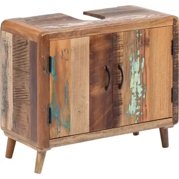 Koupelnový nábytek Masivní umyvadlová skříňka Calcutta II z recyklovaného dřeva, lakovaná, vícebarevná – 70×35×60 cm