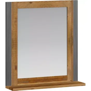 Zrcadlo Masivní koupelnové zrcadlo Detroit z recyklované borovice a kovu, lakované, hnědé – 60×15×65 cm