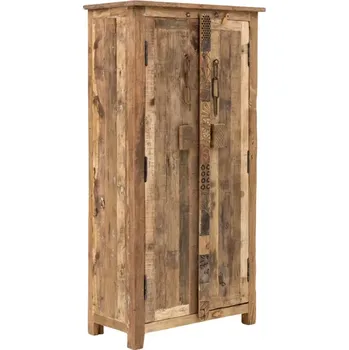 Šatní skříň Masivní šatní skříň Kavali z recyklovaného dřeva, nezpracovaná, hnědá – 90×45×185 cm