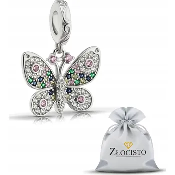 Náramek KORÁLEK CHARMS NA NÁRAMKY STŘÍBRO ZÁVĚSNÝ BAREVNÝ MOTÝLEK SE ZIRKONY