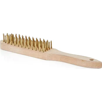 Drátěný kartáč Kartáč ocelový, pomosazený, 6 řad, dřevěný