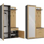 Předsíňová stěna se zrcadlem a šuplíky DUO dub artisan/antracit