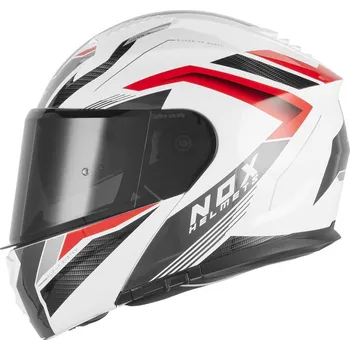 Helma na motorku Výklopná helma na motorku NOX N968 Shift bílo-červená