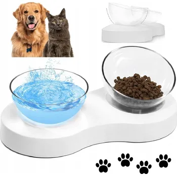 Miska pro psa Podwójna Miska dla Kota Dvojitá Miska pro Kočku a Malého Psa, Nastavitelná, Protiskluzová