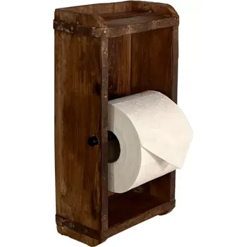 Masivní držák role ve tvaru cihly z dřeva – 15×10×33 cm