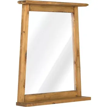 Zrcadlo Masivní koupelnové zrcadlo Rangún z recyklované borovice, lakované, hnědé – 70×12×77 cm