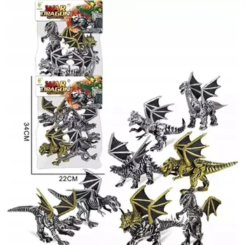 Dinozauri a draci stříbrní a zlatí 8ks Sběratelské FIGURKY ZVÍŘAT DINO