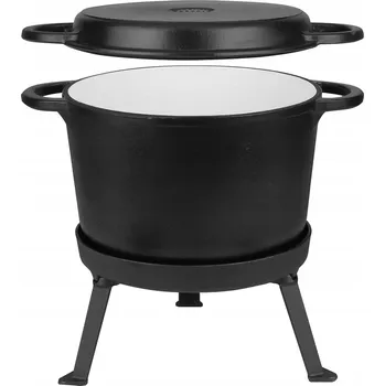 Hrnec Smaltovaný kotlík s trojnožkou Rossner 10 l s grilovací poklicí