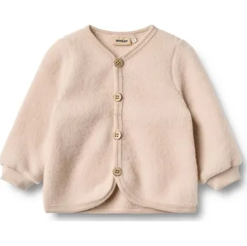 Chlapecká mikina Dětský svetřík z merino vlny cardigan WHEAT - pale lilac Velikost: 62