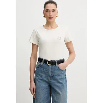 Bavlněné tričko Liu Jo TA6056.JS923 béžová 01M, vel. XXL