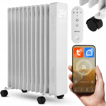 Radiátor OilHeat Smart 2500 W – olejový radiátor s dálkovým ovladačem, připojením k Wi-Fi, rodičovskou ochranou a termostatem, bílý