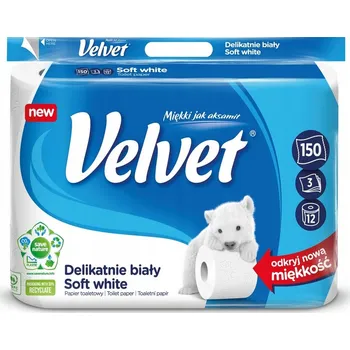 Toaletní papír Suchý toaletní papír bez vůně VelvetCARE 12 ks