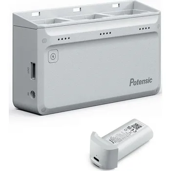 Dron Potensic třípozicová rychlonabíječka pro Atom 4K SE 60W More Power, kit s AC adaptérem a 1x baterie Šedá