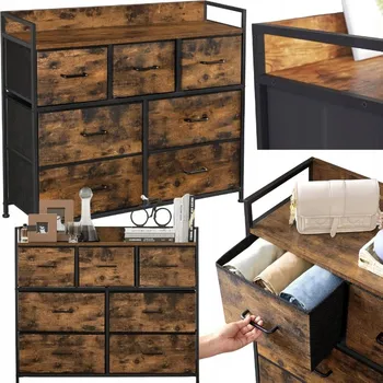 Komoda Komoda MUFART industriální styl, rustikální dub, kovová, 98 x 28,5 x 85 cm