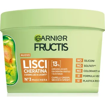 Vlasová regenerace Garnier Fructis Lisci Cheratina vyživující maska na vlasy pro lesk 370 ml