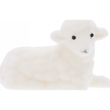 Velikonoční dekorace Bílý ležící beránek velikonoční figurka k dekoraci beran ovečka 9 cm
