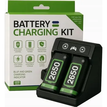 Herní konzole Nabíječka + 2 akumulátory pro ovladače XBox Series X/S, 2 x 2650mAh