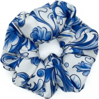 Scrunchie modro-bílý porcelán