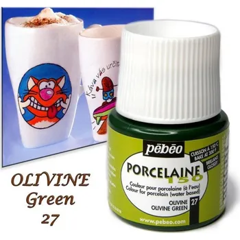 Speciální výtvarná barva Barva na porcelán vypalovací PORCELAIN 150-barva OLIVOVÁ č.27 objem 45ml.