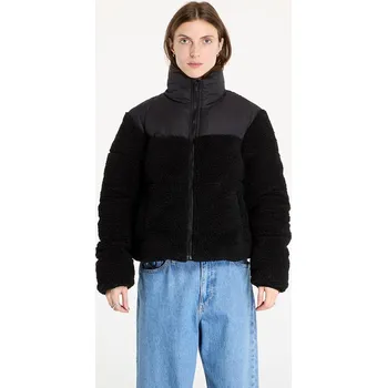 Dámská casual bunda Bunda Urban Classics Ladies Short Sherpa Mix Puffer Jacket Black/ Black L