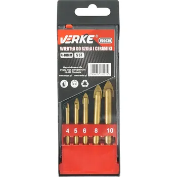 Vrták VRTÁKY DO SKLA A KERAMIKY 4-10mm 5ks VERKE V05039