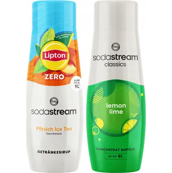 Sirup pro výrobník sody 2x Sirup SodaStream Lipton Ice Tea Peach Zero Bez Cukru + Lemon Lime