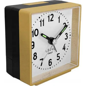 Hodiny KLASICKÝ MALÝ ČTVERCOVÝ ZLATÝ BUDÍK LAVVU SWEEP LAS3013 S ALARMEM